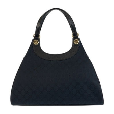 美品 GUCCI グッチ ブラック 黒 ゴールド金具 GGキャンバス レザー/ ショルダーバッグ トートバッグ 506578 【中古】