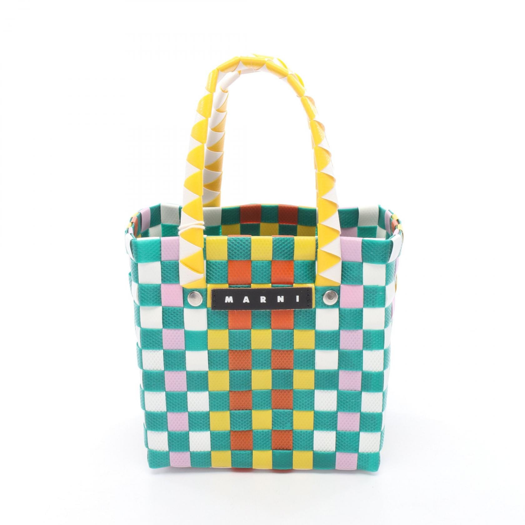 マルニ MARNI マイクロ バスケットバッグ ハンドバッグ バッグ レザー ポリプロピレン レディース グリーン系 / マルチカラー M00178M00IW0M215 【中古】