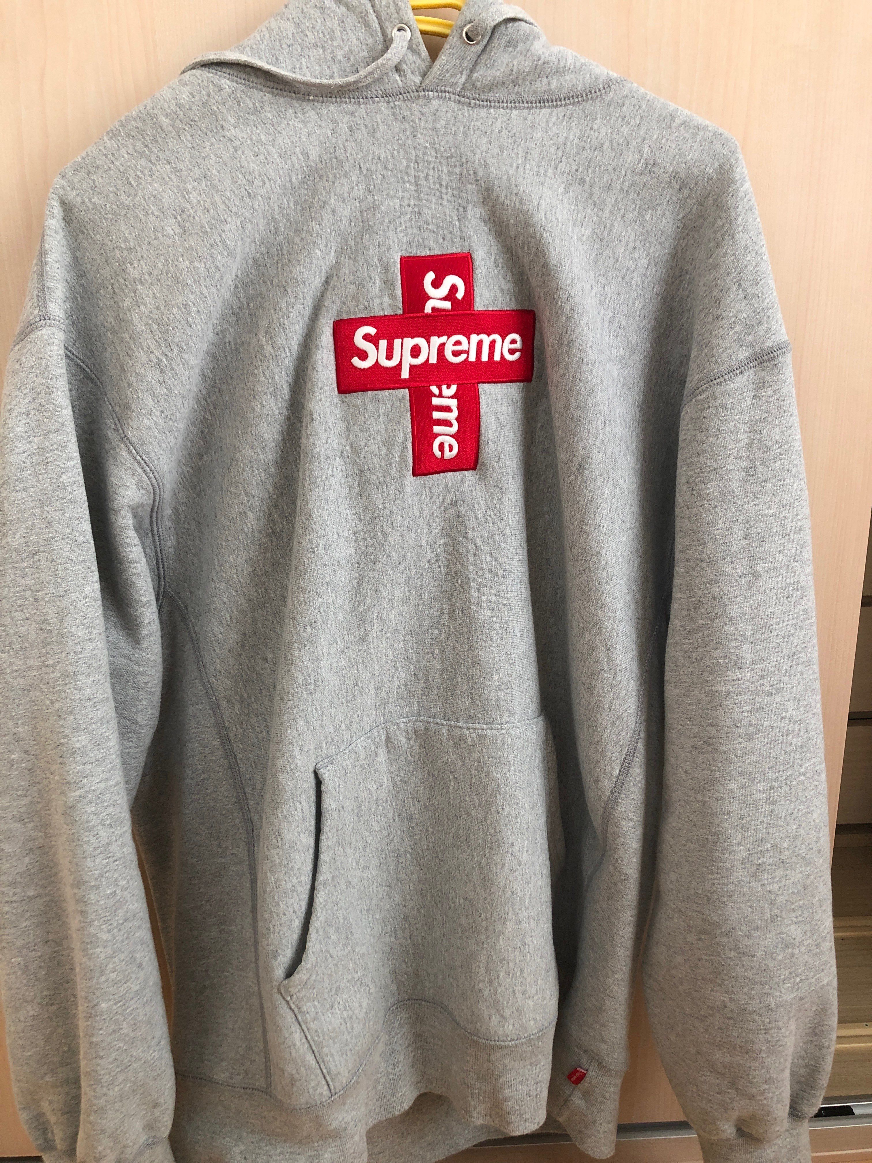 Supreme Cross Box Logo Hooded Sweatshirt "Grey"
