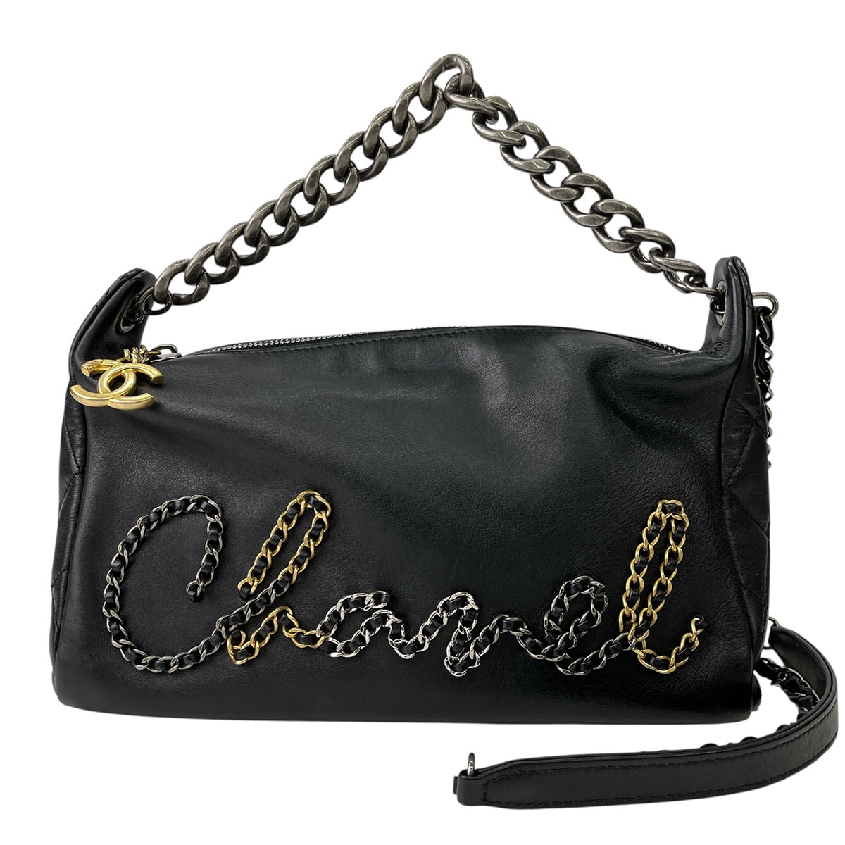 CHANEL シャネル チェーン シャネル ショルダーバッグ レザー ブラック  レディース【中古】