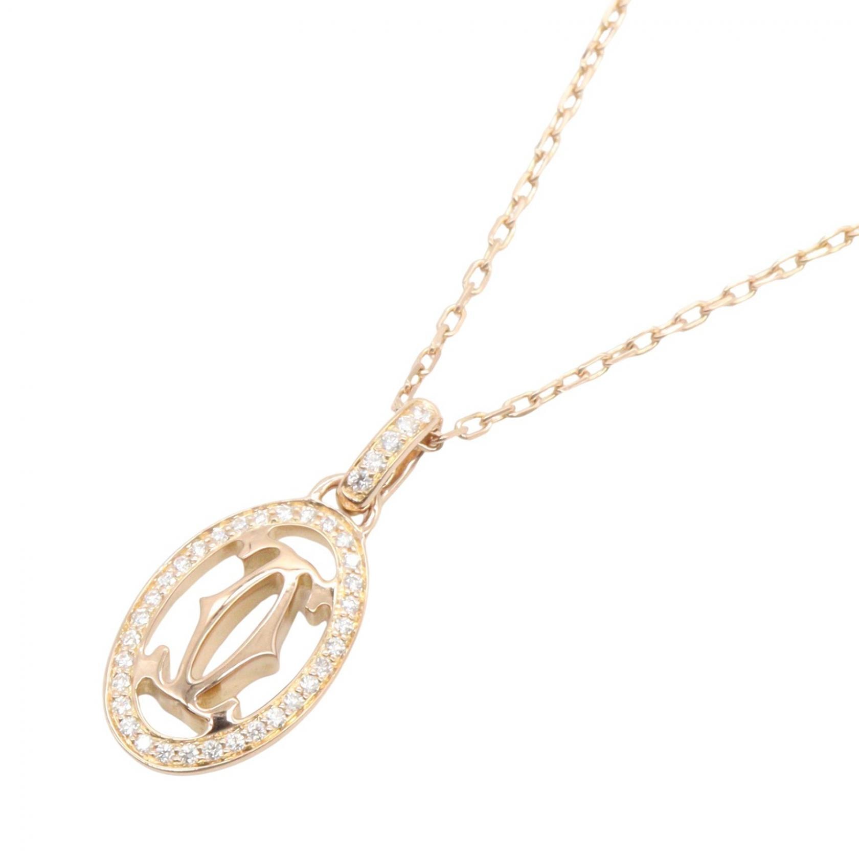カルティエ CARTIER ドゥーブルC ダイヤ ネックレス ネックレス ジュエリー K18PG(ピンクゴールド) ダイヤモンド レディース ゴールド系 / クリア系 【中古】