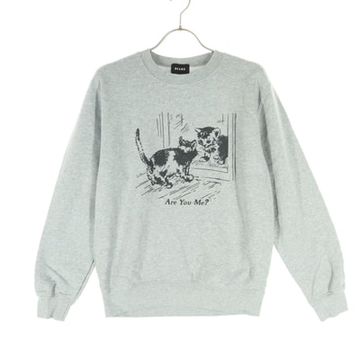 美品 BEAMS ビームス 猫プリント 長袖 クルーネック トレーナー S グレー