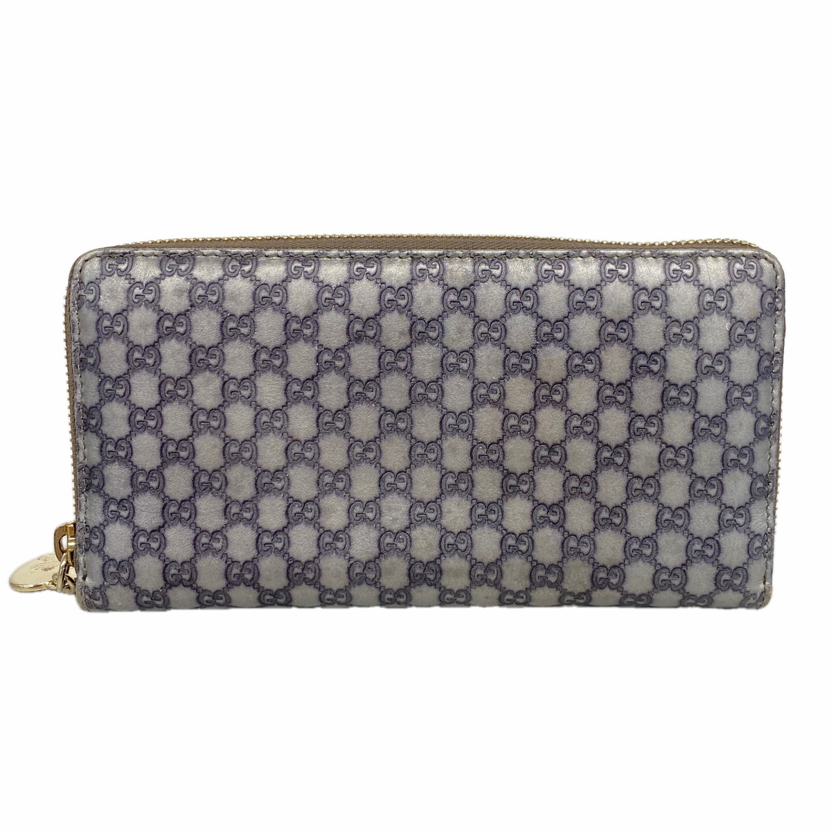 【6ic3326】グッチ 長財布 マイクログッチシマ 278566 レザー シルバー シャンパンゴールド金具【中古】レディース