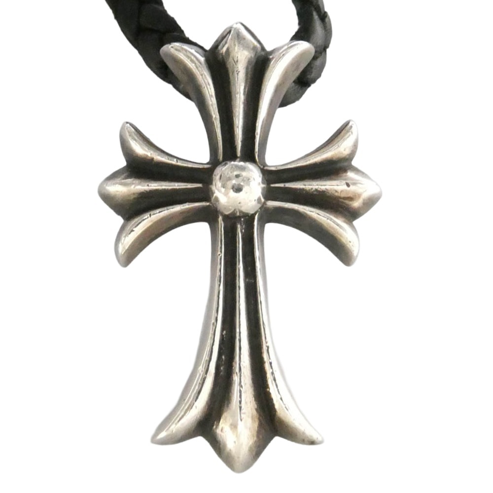 CHROME HEARTS クロムハーツ(原本無) GALF インテレクチュアルギャラリー購入証明書付属 CH CRS SML BC スモール CHクロス ボロチップ レザーブレード ネックレス ブラック系 シルバー系【中古】