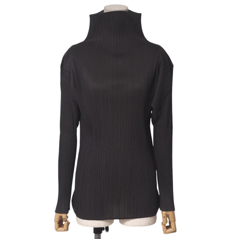 ISSEY MIYAKE イッセイミヤケ カットソー サイズM プリーツ ハイネック 長袖 ブランド古着【中古】20250402/RA4053