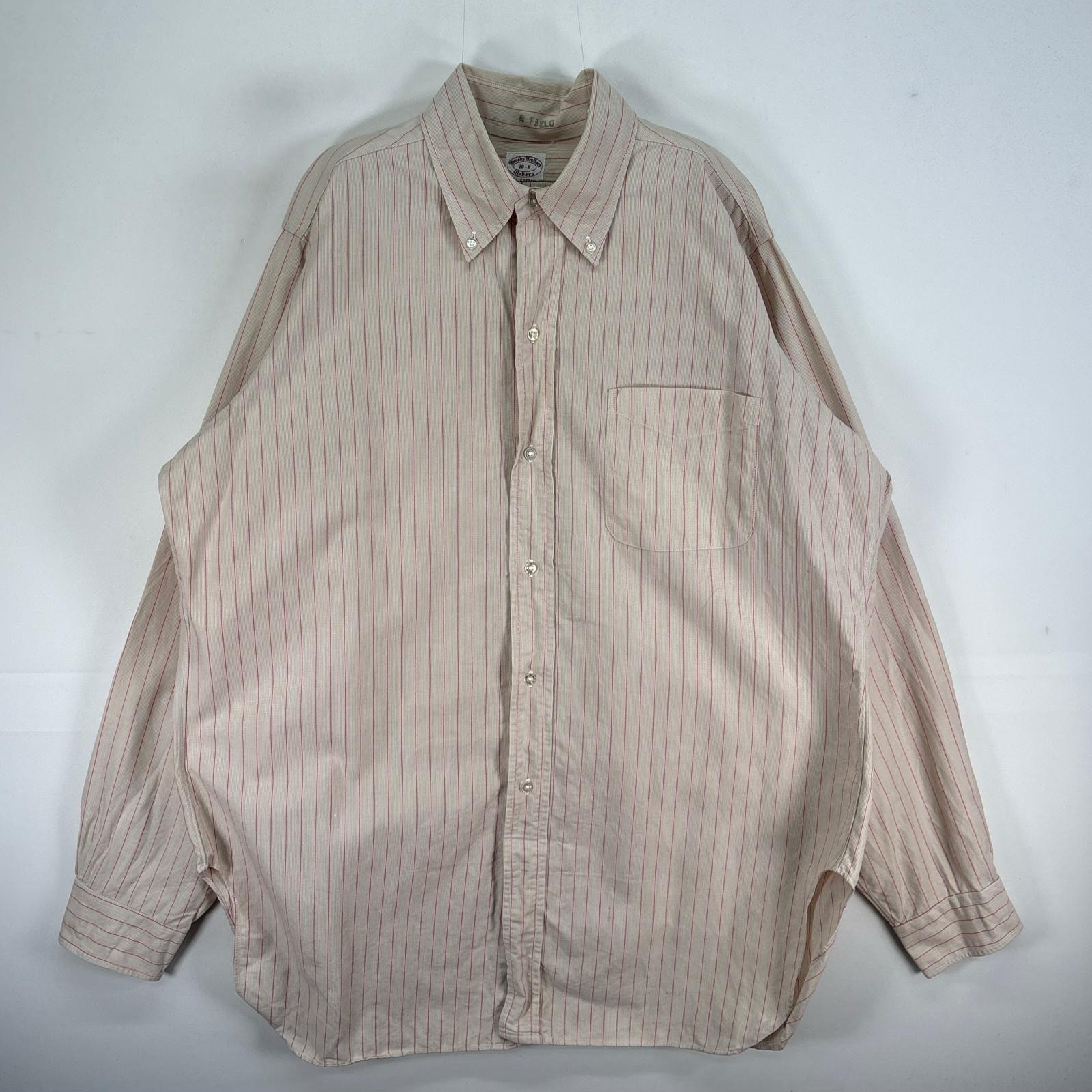 古着 60's/60年代 ヴィンテージ ブルックスブラザーズ Brooks Brothers 長袖シャツ 6ボタン Makers ボタンダウン L ピンク系 ストライプ メンズ