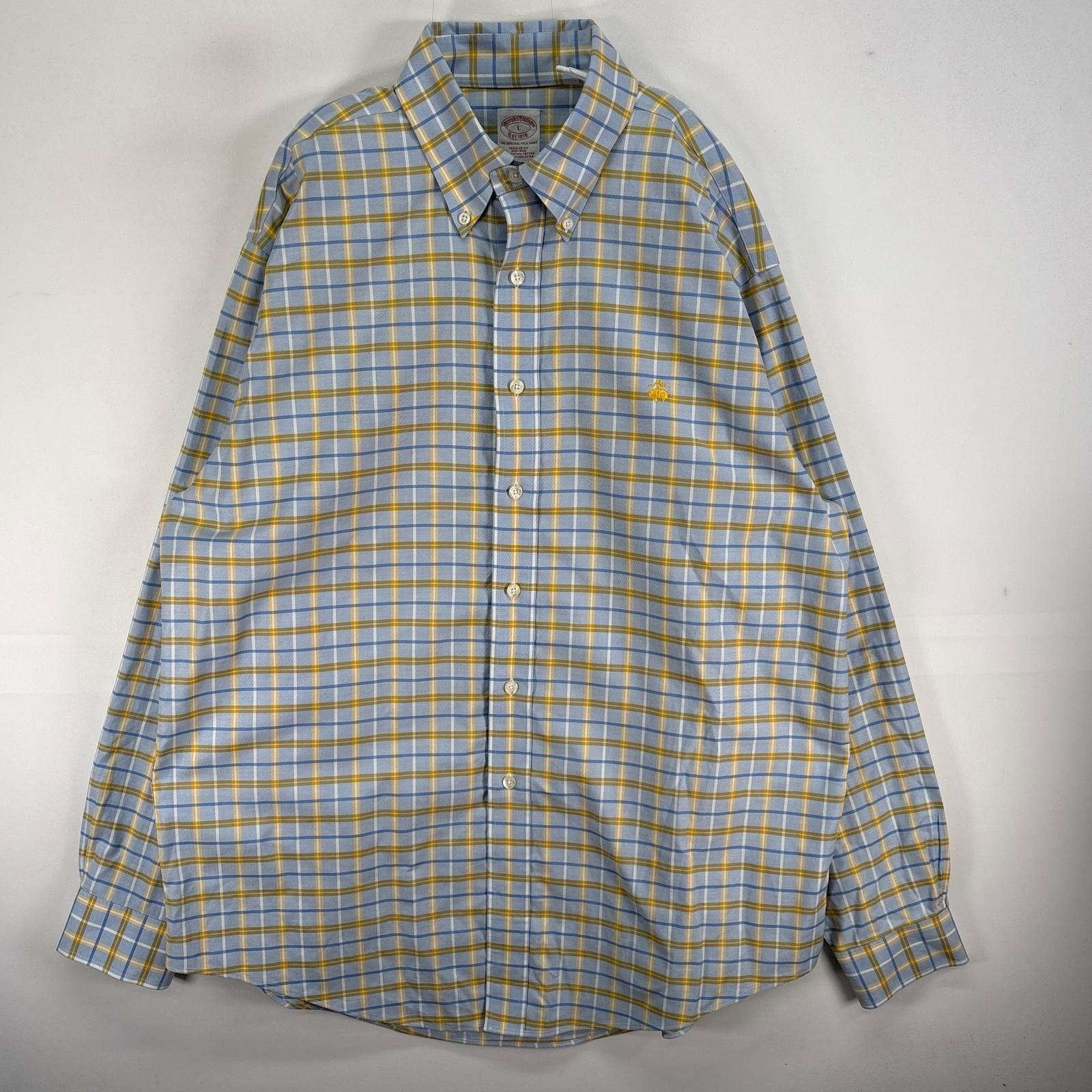 古着 ブルックスブラザーズ Brooks Brothers 長袖シャツ ロゴ 刺繍 チェック ボタンダウン L ブルー系 マルチカラー メンズ