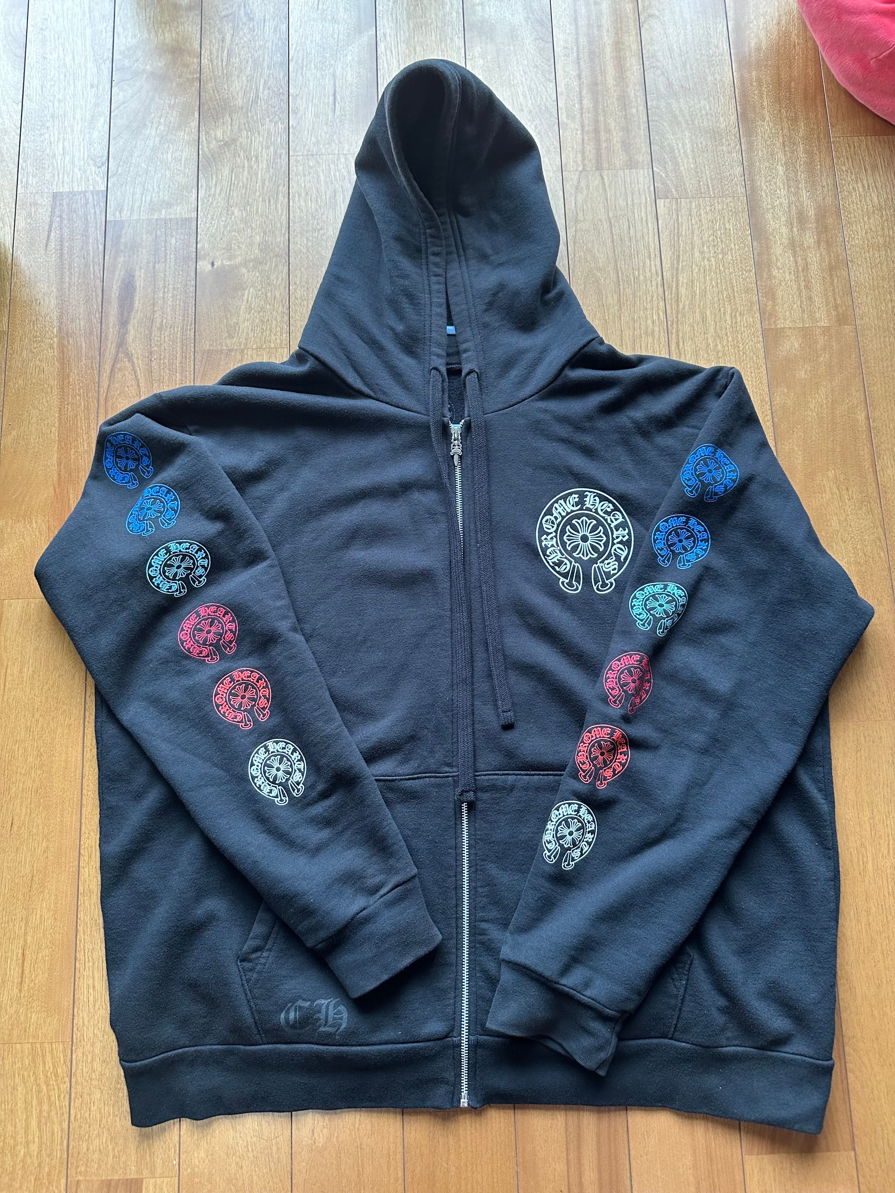 Chrome Hearts Multicolor Horseshoe Logo Zip Up Hoodie "Black"