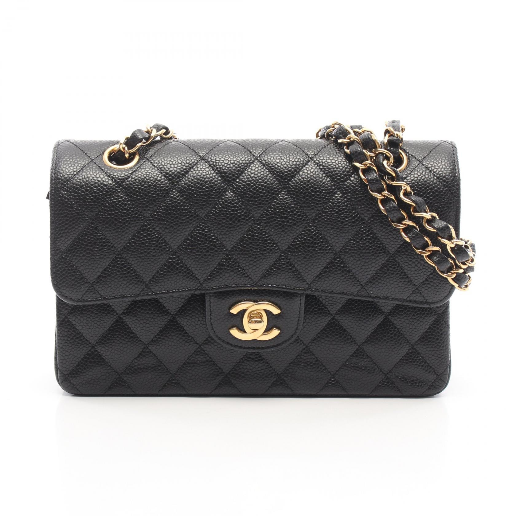 シャネル CHANEL マトラッセ Wフラップ ショルダーバッグ バッグ カーフ(牛革) レディース ブラック系 A01113 【中古】