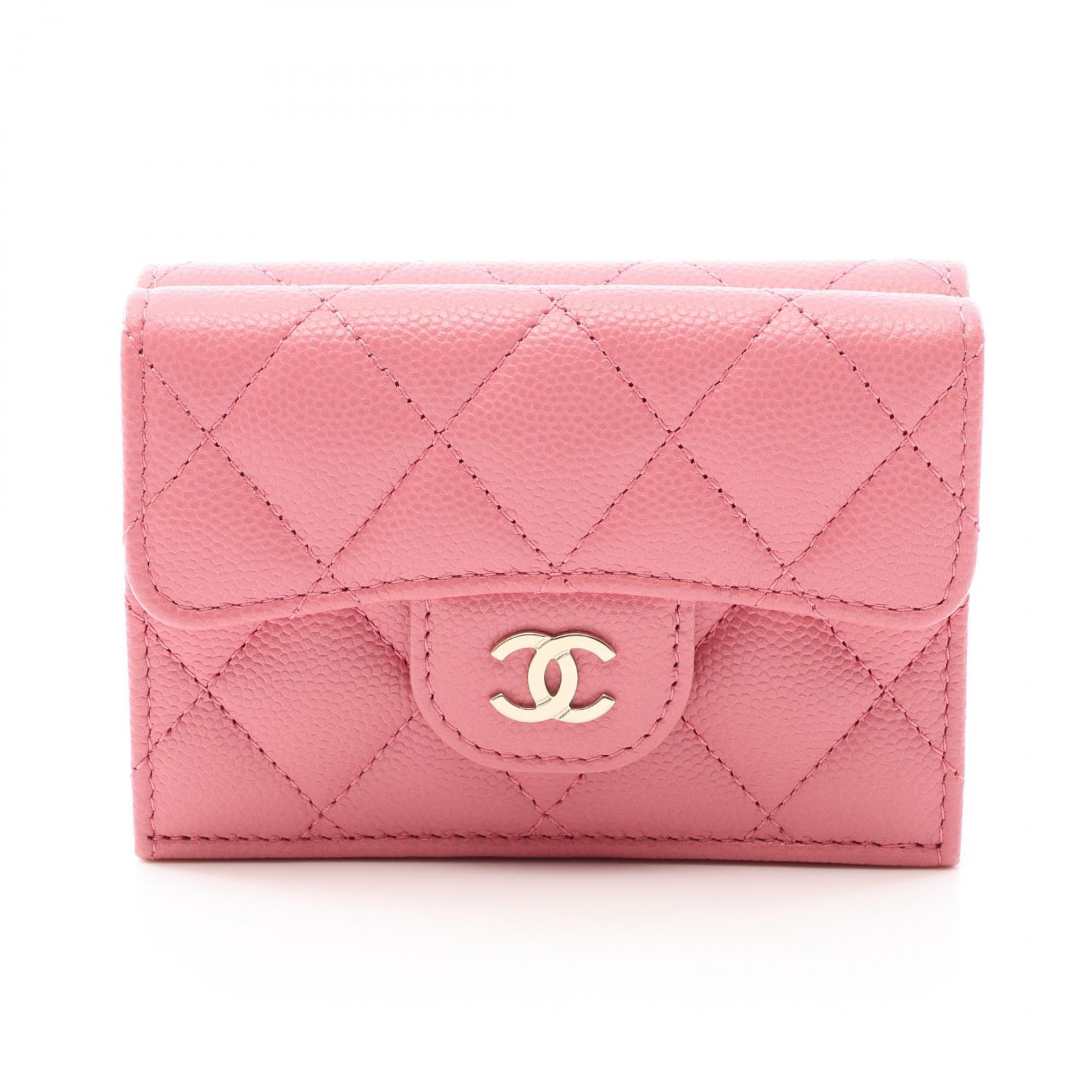 シャネル CHANEL クラシック スモール フラップ ウォレット マトラッセ 三つ折り財布 財布 キャビアスキン(グレインドカーフ) レディース ピンク系 AP0230 【中古】