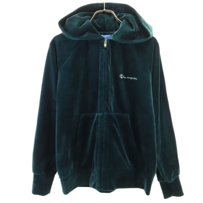 Champion チャンピオン 長袖 ベロア ジップパーカー M 深緑