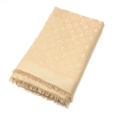 ルイヴィトン LOUIS VUITTON ショール モノグラム デュンヌ M71360 大判 ストール ファッション小物 ショール シルク ベージュ