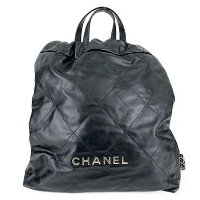 CHANEL シャネル シャネル22 ココマーク チェーン マトラッセ シャイニーカーフスキン リュック・デイパック AS3313 カーフ ブラック シルバー金具 レディース【中古】