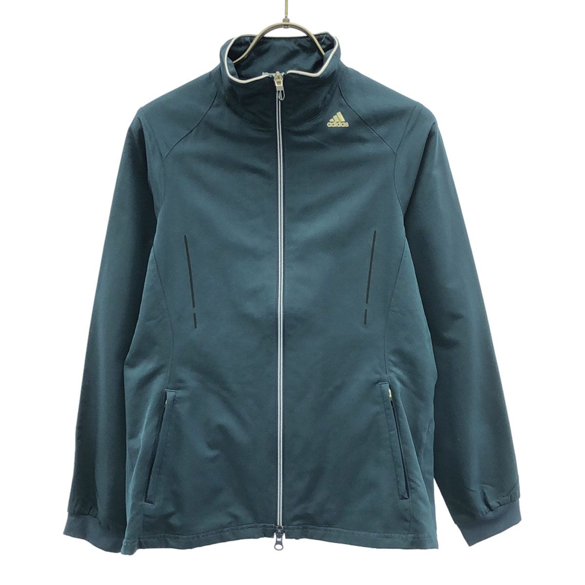 adidas アディダス ロゴプリント 長袖 ダブルジップ トレーニング ジャケット S ネイビー ジャージ クライマライト