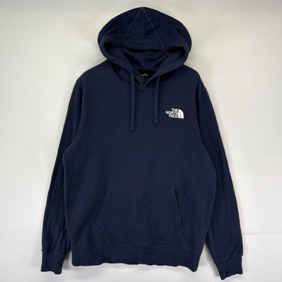 古着 ザ・ノースフェイス THE NORTH FACE パーカー プルオーバー ワンポイントプリントロゴ スウェット M ネイビー系 メンズ