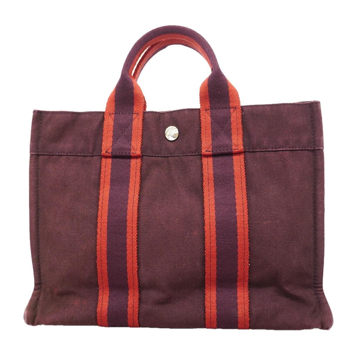 【6ke5245】エルメス トートバッグ フールトゥPM キャンバス ボルドー シルバー金具【中古】レディース