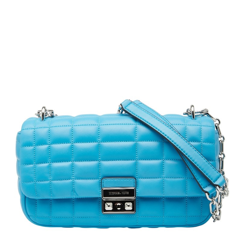 マイケルコース トライベッカ ラージ チェーン ショルダーバッグ ハンドバッグ ブルー レザー レディース Michael Kors 【中古】
