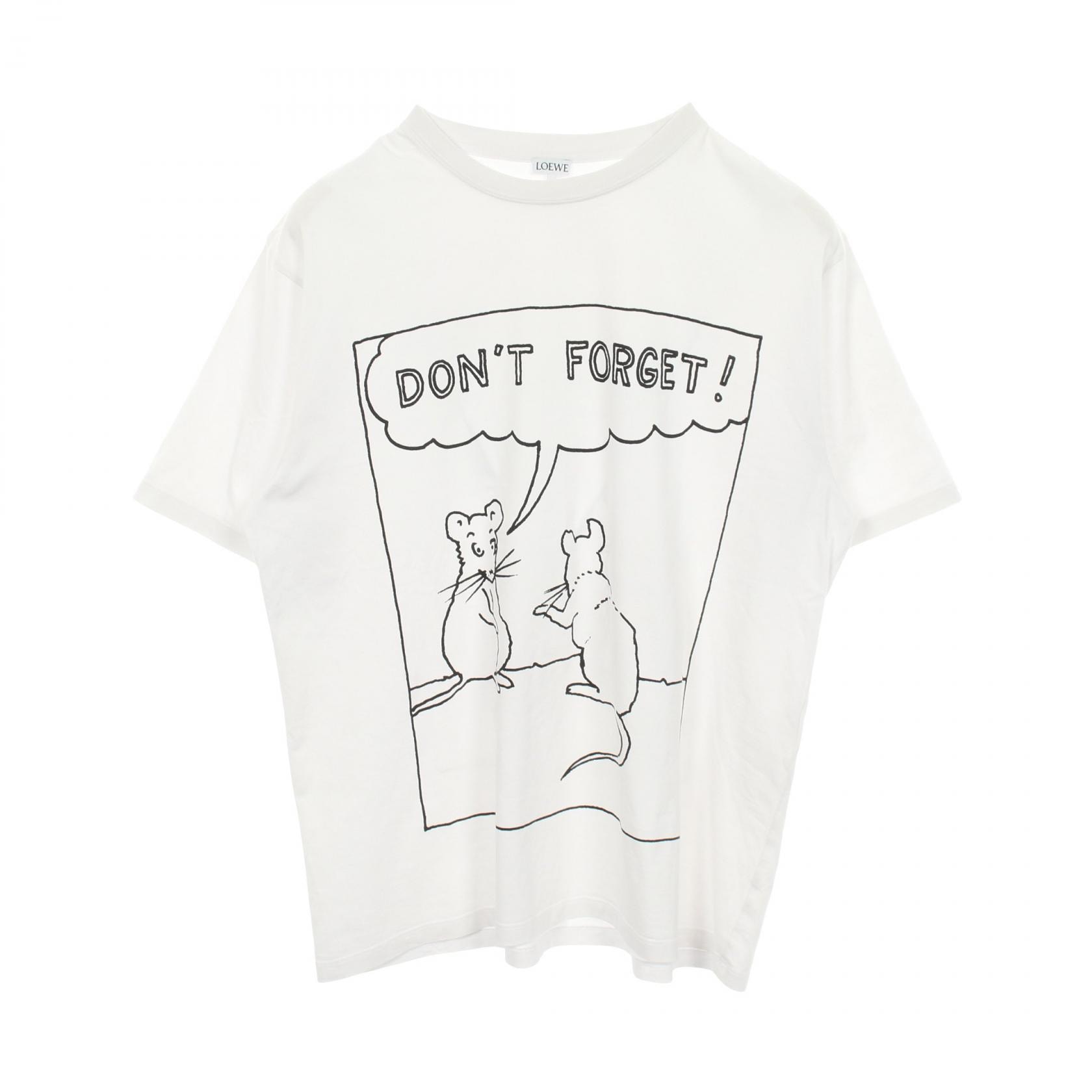 ロエベ LOEWE × JOE BRAINARD DON'T FORGET クルーネック 半袖Tシャツ 衣料品 トップス コットン メンズ ホワイト系 【中古】