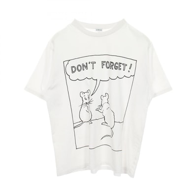 ロエベ LOEWE × JOE BRAINARD DON'T FORGET クルーネック 半袖Tシャツ 衣料品 トップス コットン メンズ ホワイト系 【中古】
