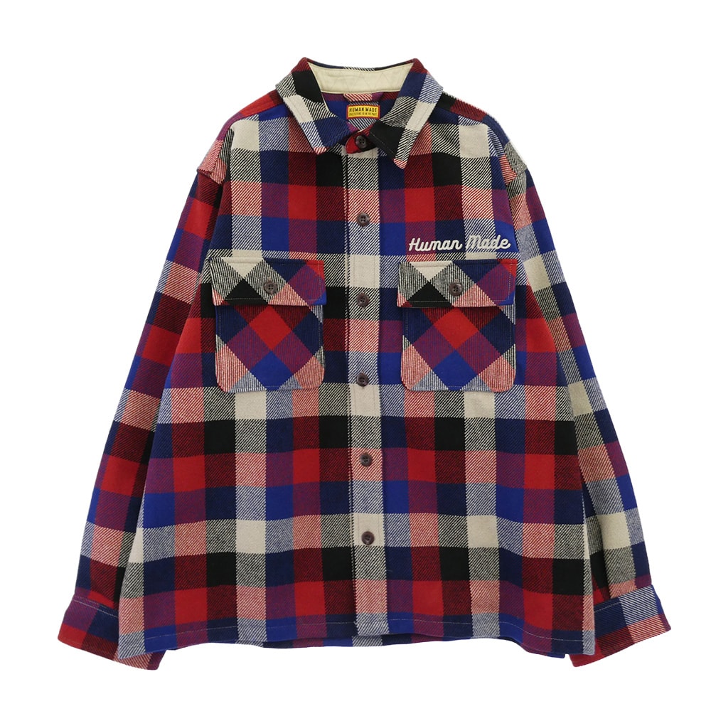 HUMAN MADE ヒューマンメイド ジャケット 25AW HM30SH013 Wool Check Shirt Jacket ウール チェック シャツ ジャケット レッド系 XXL【美品】【中古】