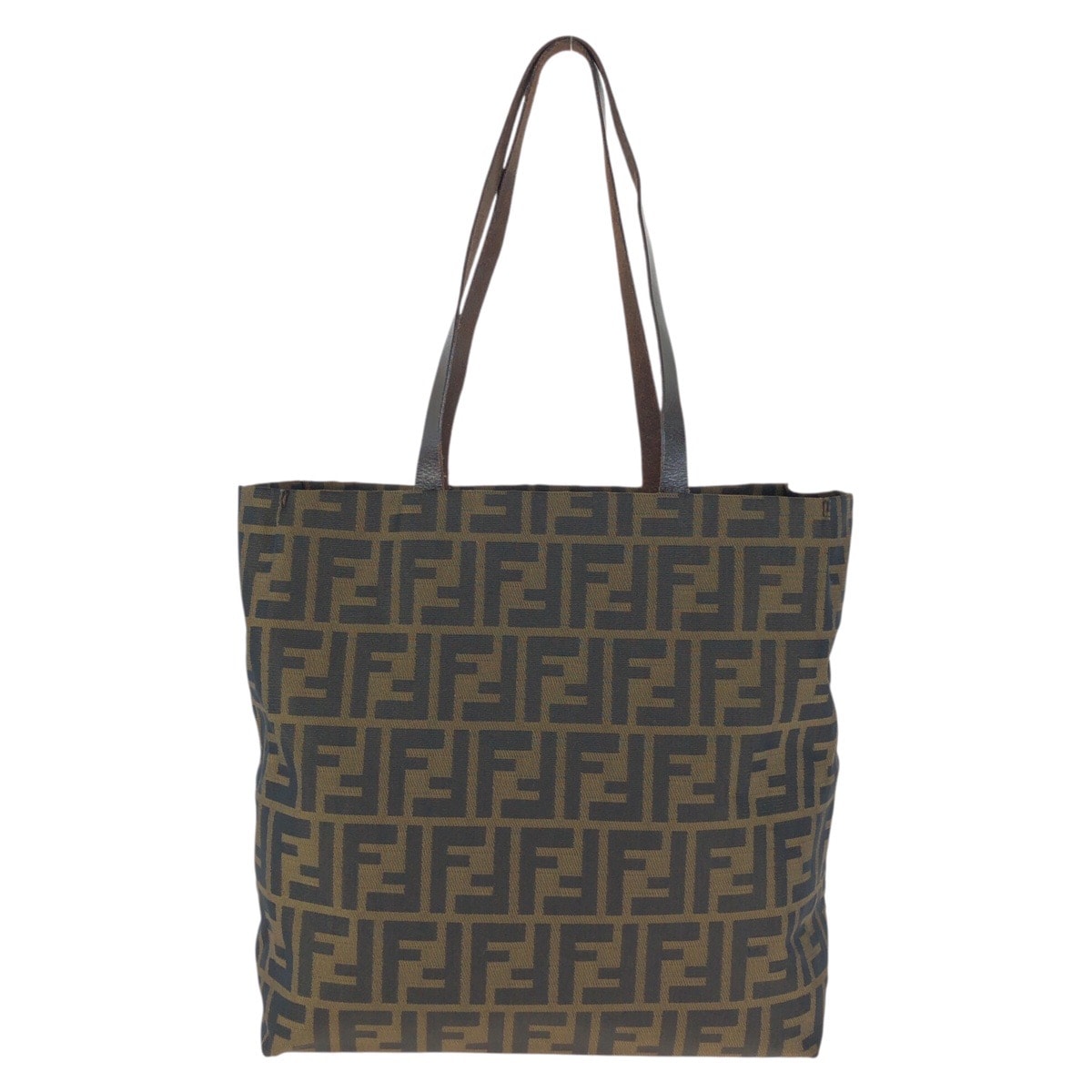 美品 FENDI フェンディ ズッカ ブラウン シルバー金具 ナイロン レザー/ トートバッグ ショルダーバッグ 601899 【中古】