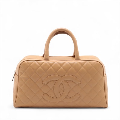 シャネル CHANEL 8番台 2003-2004 キャビアスキン マトラッセ ボーリング デカココマーク ハンドバッグ【中古】