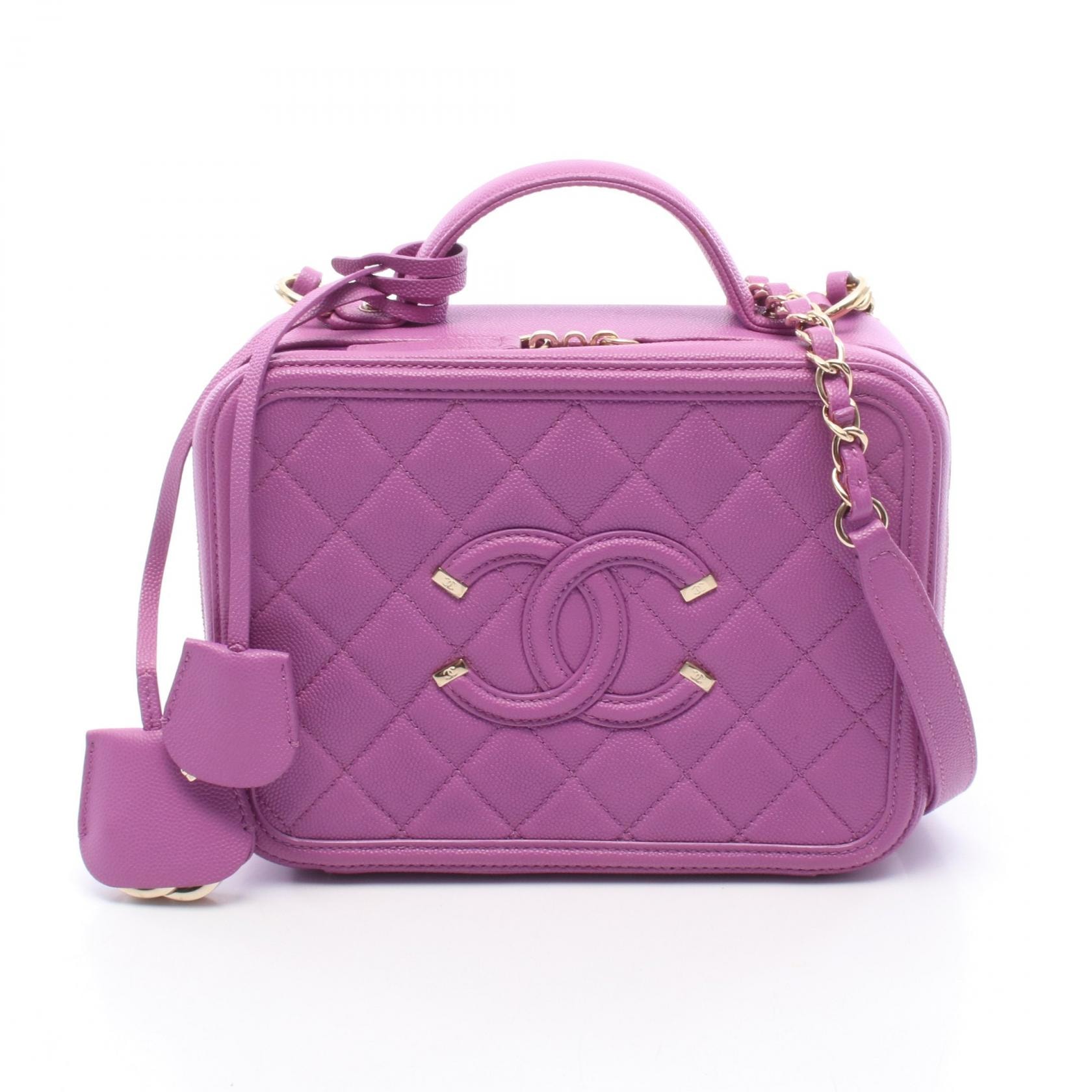 シャネル CHANEL CCフィグリー バニティバッグ 2WAY ショルダーバッグ バッグ キャビアスキン(グレインドカーフ) レディース パープル系 【中古】