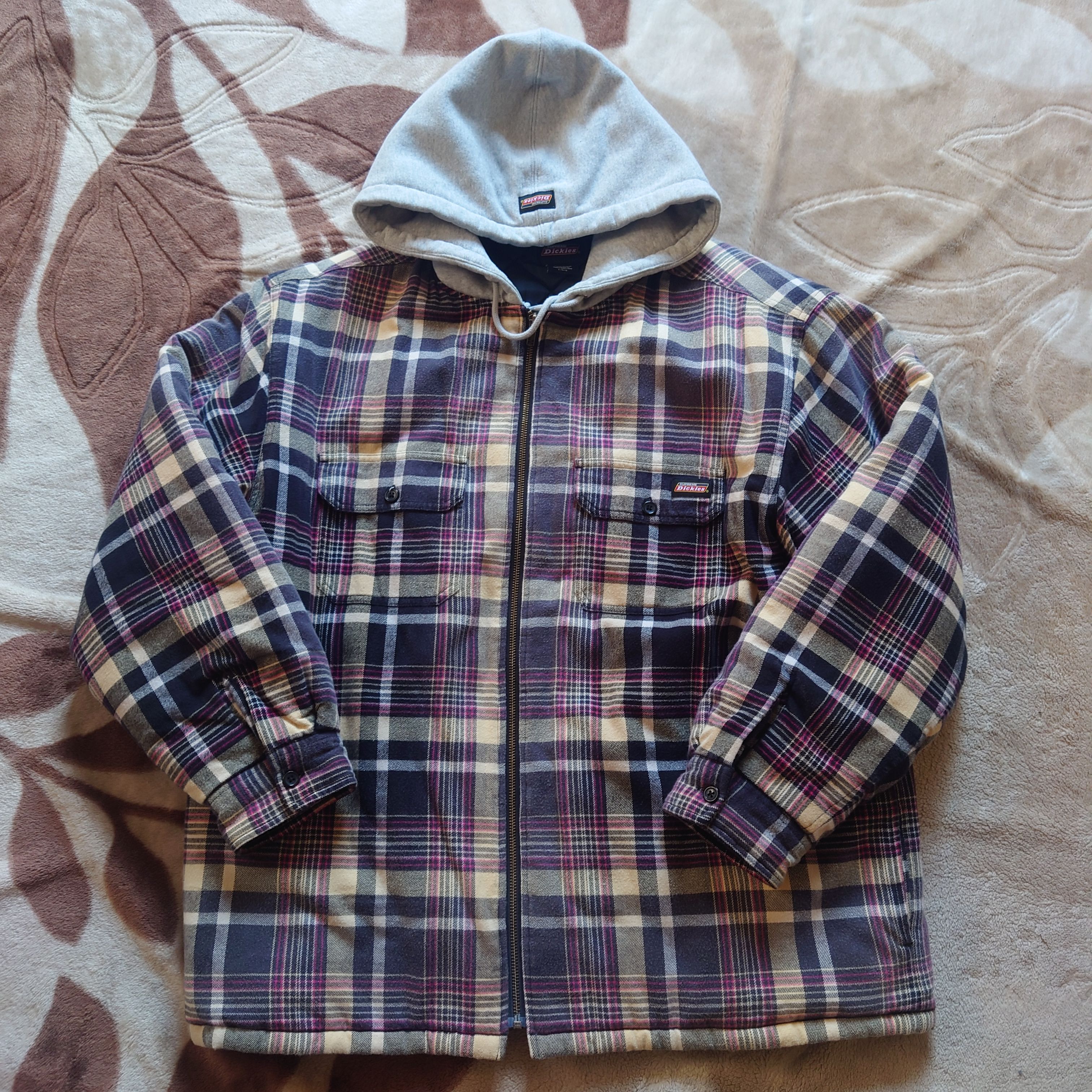 Supreme x Dickies Plaid Hooded Zip Up Shirt "Black"