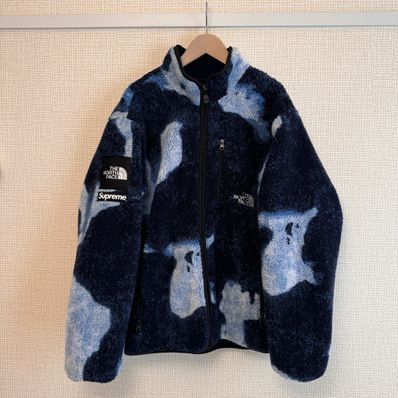 Supreme x The North Face Bleached Denim Print Fleece Jacket "Indigo"