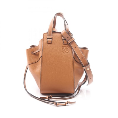 ロエベ LOEWE ハンモック ドローストリングバッグ ミニ 2WAY ハンドバッグ バッグ レザー レディース ブラウン系 【中古】