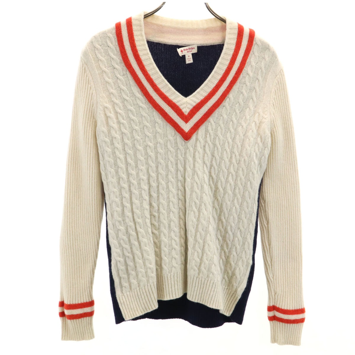 Brooks Brothers Red Fleece ブルックスブラザーズ レッドフリース 長袖 Vネック チルデン セーター M クリーム色 ニット
