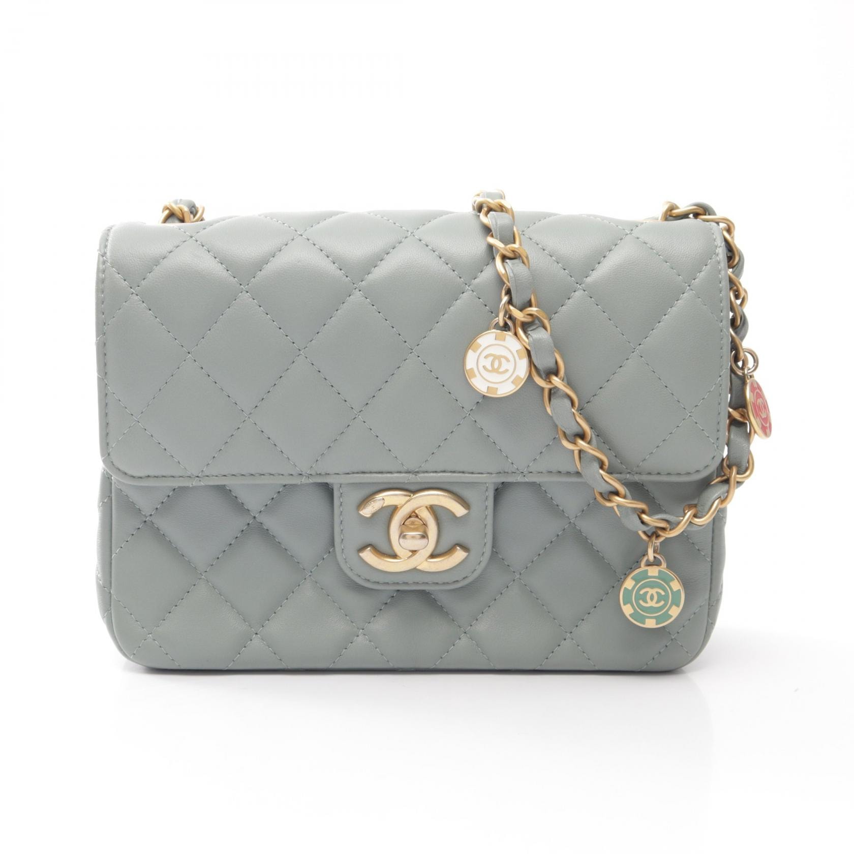 シャネル CHANEL ミニマトラッセ ショルダーバッグ バッグ ラムスキン(羊革) レディース ブルー系 AS3737 【中古】