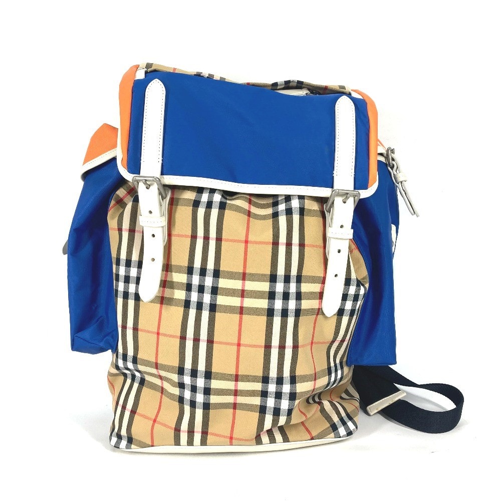 バーバリー BURBERRY チェック 4078448 カバン バックパック リュックサック レザー/キャンバス ベージュ 美品