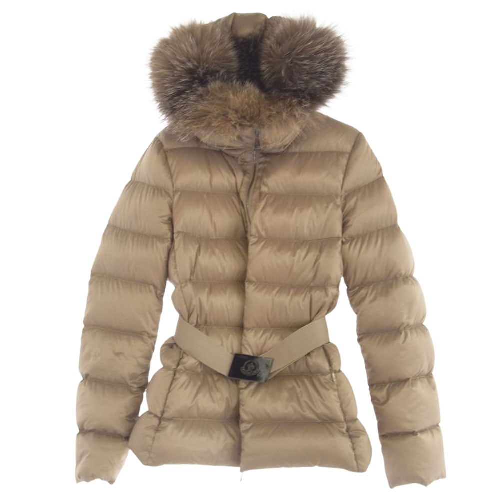 MONCLER モンクレール ダウンジャケット TATIE タティエ ファー ベルト付き ダウンジャケット ベージュ系 00【中古】