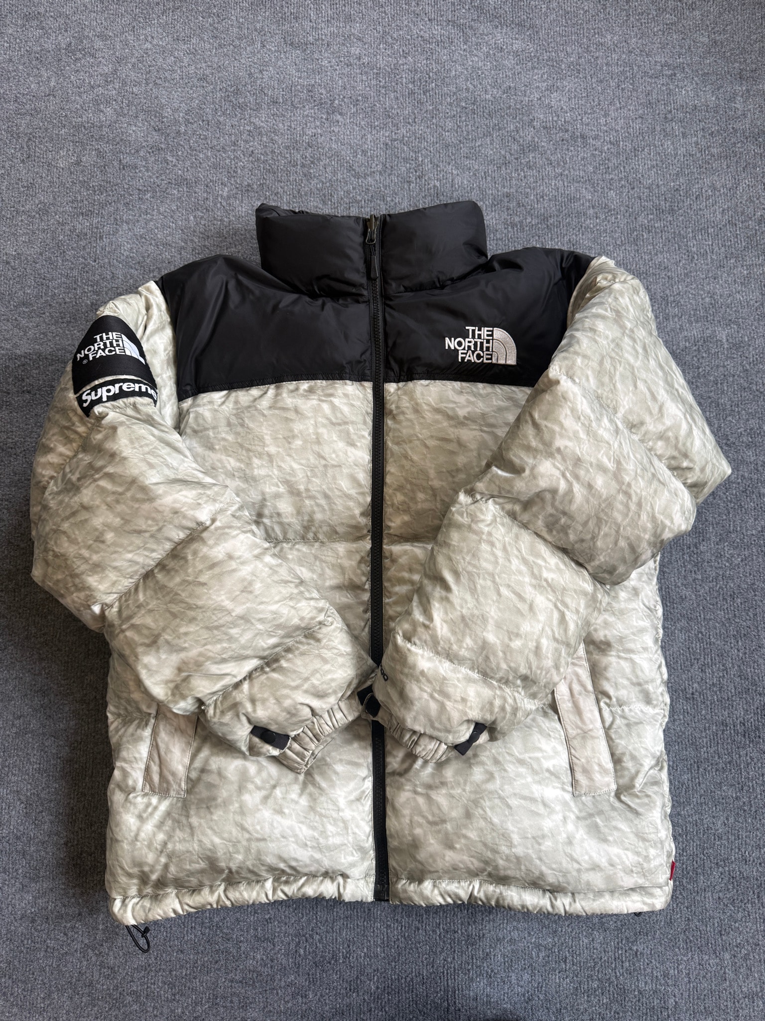 Supreme x The North Face Nuptse Jacket "White Paper Print"