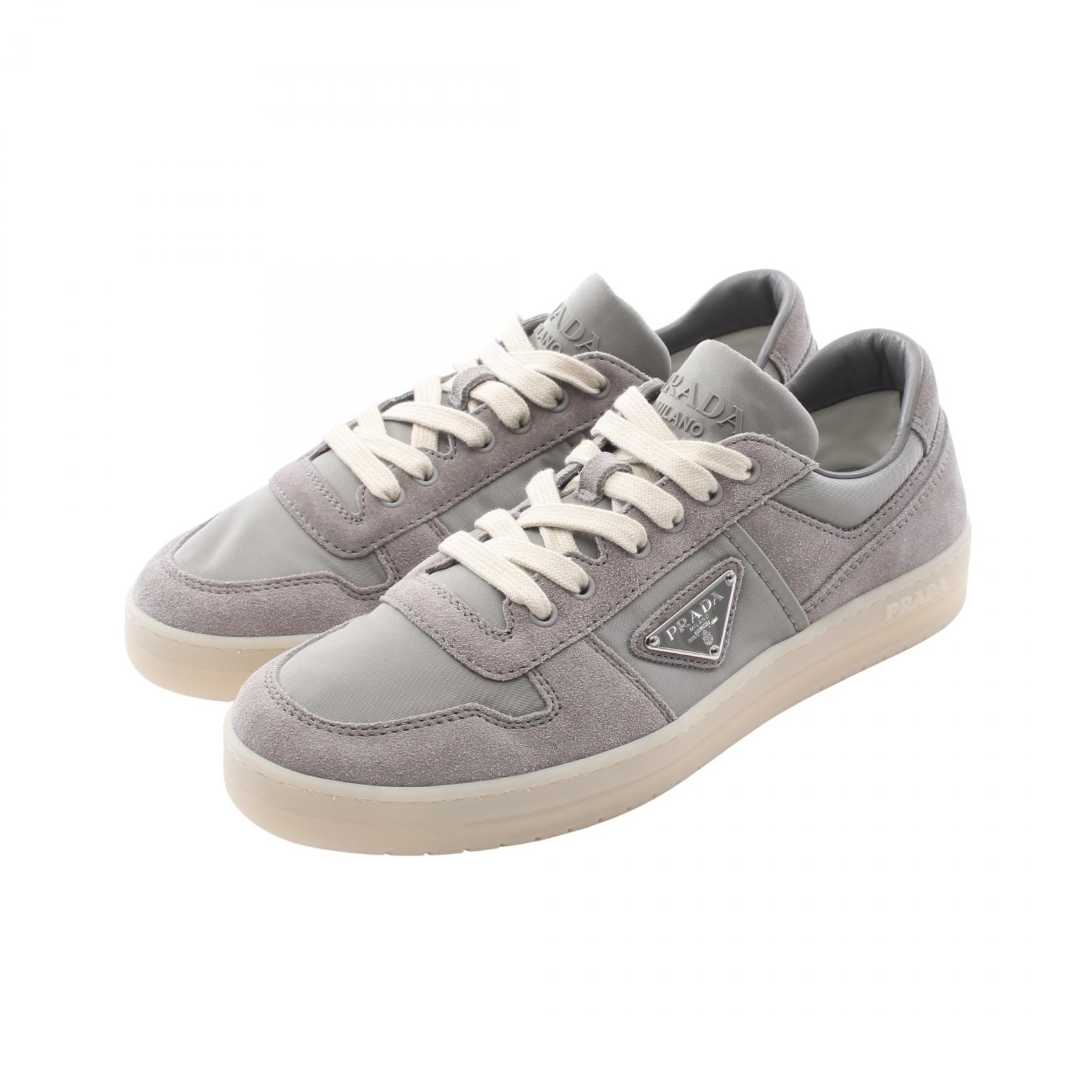 プラダ PRADA トライアングルロゴ ダウンタウン スニーカー 靴 ナイロン スウェード メンズ グレー系 2EE364 【中古】