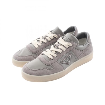 プラダ PRADA トライアングルロゴ ダウンタウン スニーカー 靴 ナイロン スウェード メンズ グレー系 2EE364 【中古】