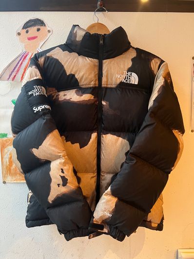 Supreme x The North Face Bleached Denim Print Nuptse Jacket "Black"