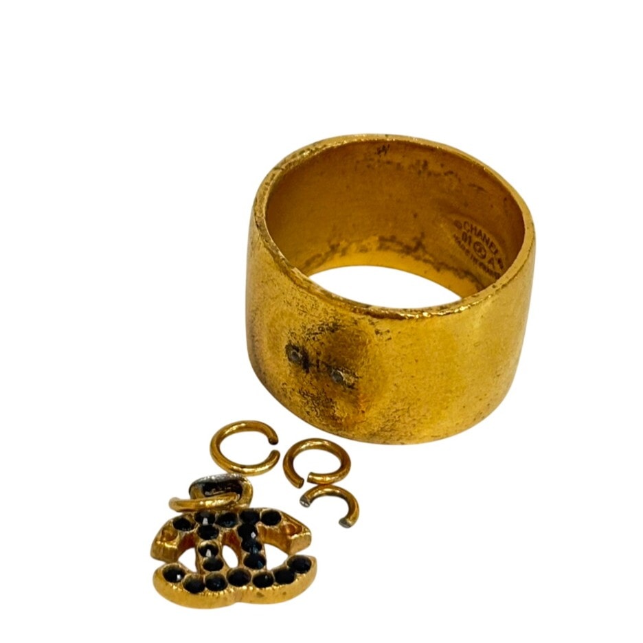 シャネル CHANEL リング・指輪 ココマーク 01A ラインストーン 12号 ゴールド