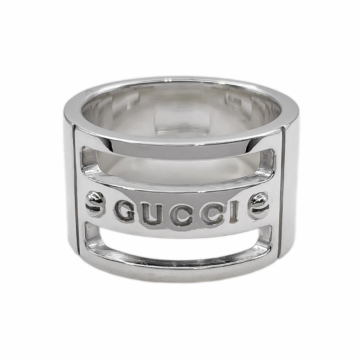 GUCCI グッチ ロゴ カットオフ リング・指輪
 SV925 11号 11号 シルバー 新品仕上済 レディース
 【中古】