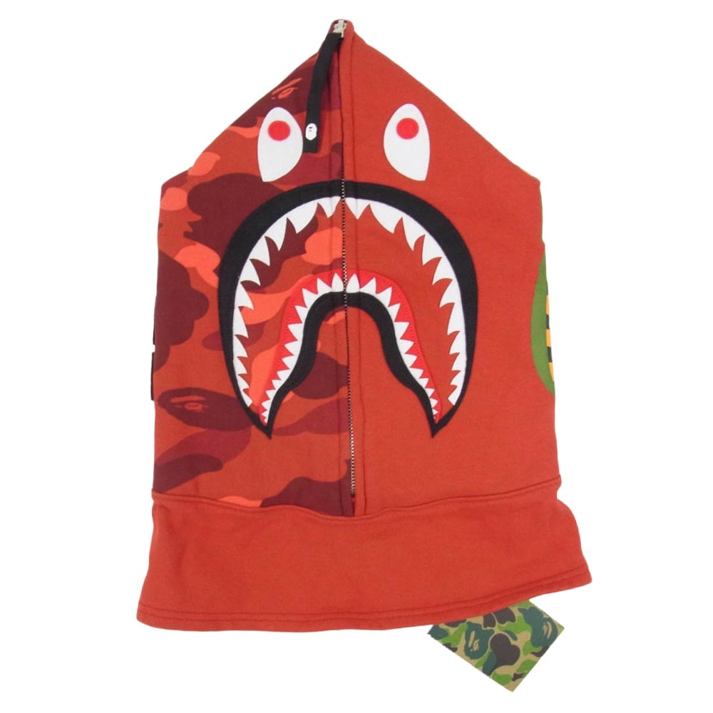 A BATHING APE アベイシングエイプ その他帽子 Shark Face Hooded Face Mask Neck Warmer シャークフェイス フーディ フェイスマスク ネックウォーマー レッド系【美品】【中古】