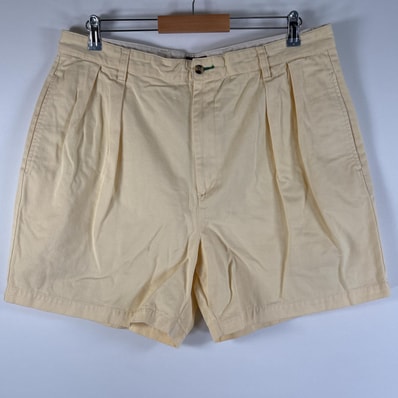 古着 90's/90年代 トミーヒルフィガー TOMMY HILFIGER ショートパンツ チノショーツ ワンポイントロゴ 大きいサイズ w38 イエロー系 メンズ