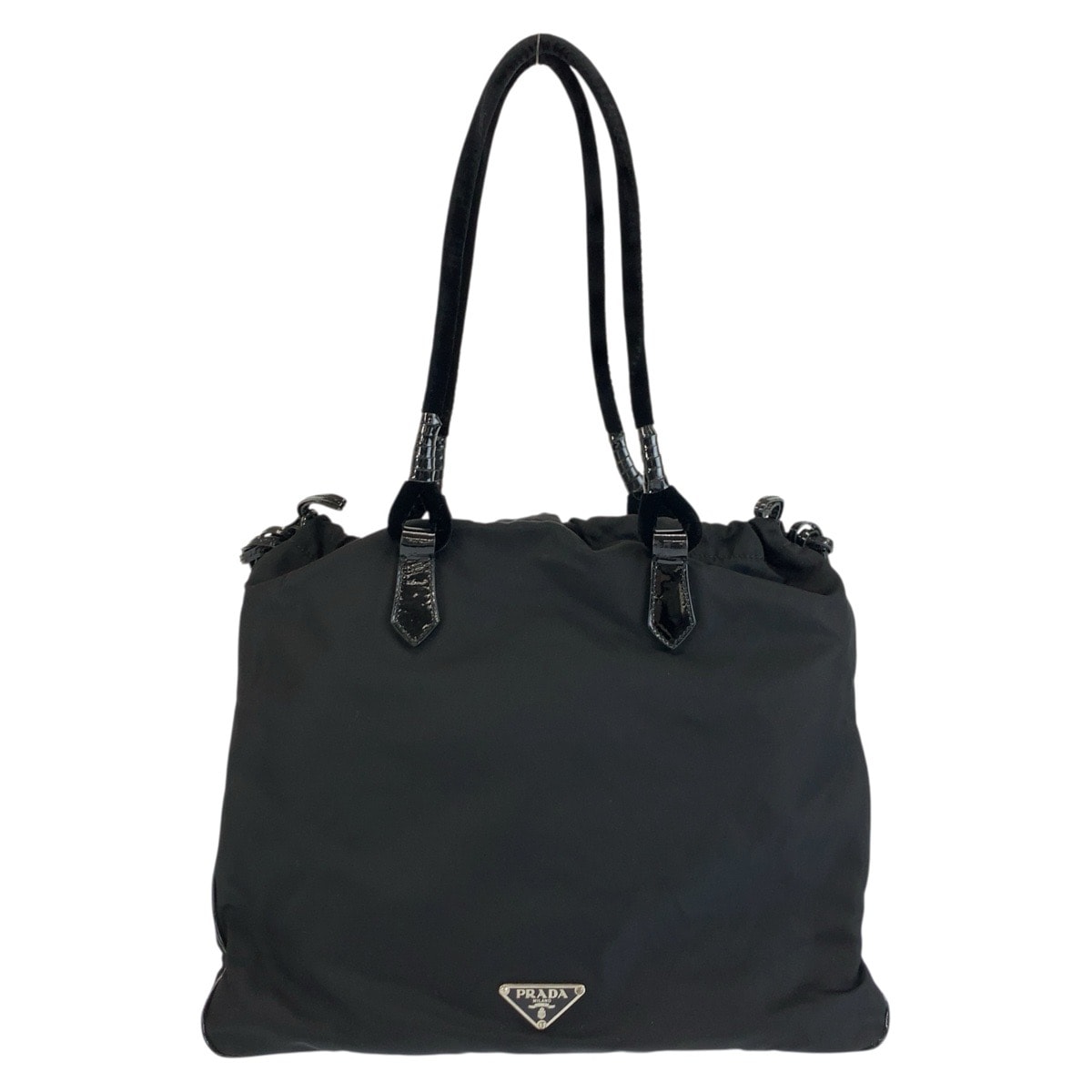 美品 PRADA プラダ テスート 三角ロゴプレート ブラック 黒 シルバー金具 ナイロン トートバッグ ショルダーバッグ 603986 【中古】
