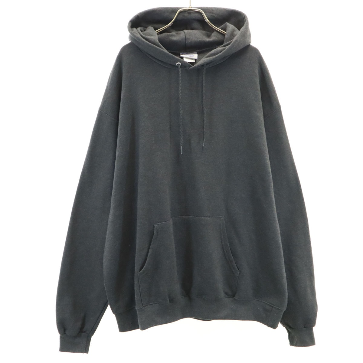 美品 Champion チャンピオン 長袖 スウェットパーカー XL チャコールグレー 裏起毛 無地