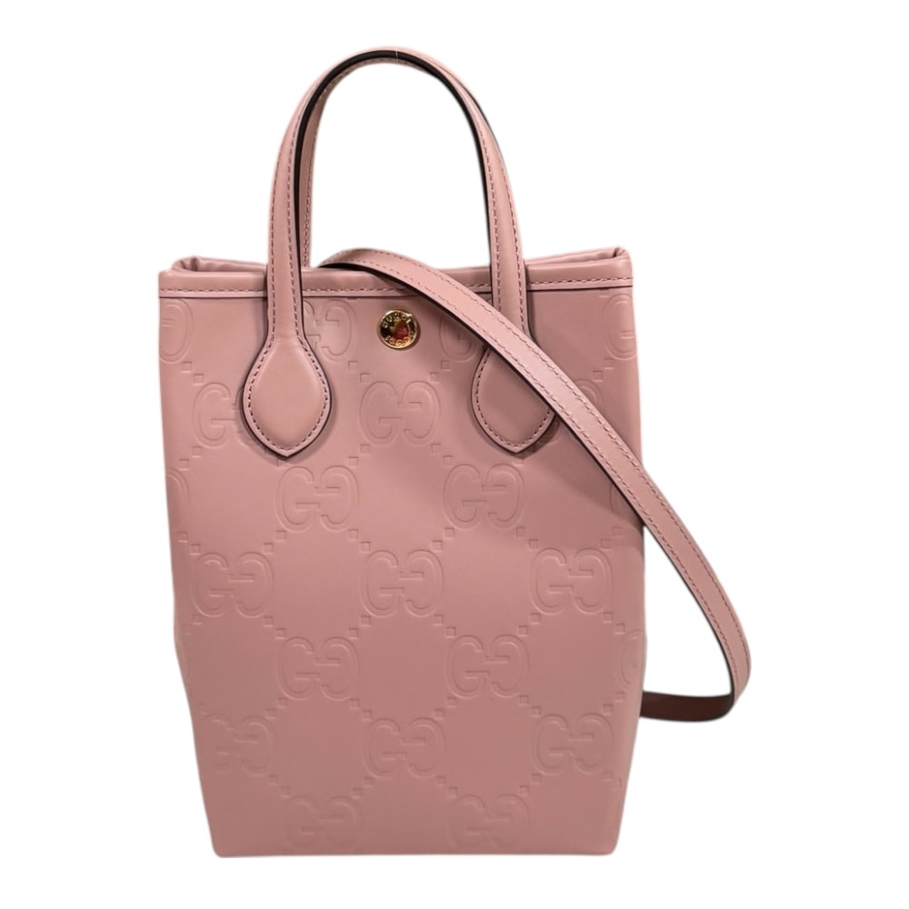 グッチ GGスーパーミニバッグ GGレザー ショルダーバッグ レザー 790133 ピンク レディース GUCCI  中古