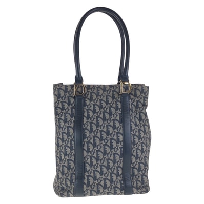 Dior ディオール トロッター ネイビー ゴールド金具 キャンバス レザー/ トートバッグ ショルダーバッグ 600949 【中古】