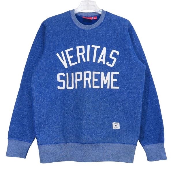 SUPREME シュプリーム 08AW HEATHER CREWNECK VERITAS SUPREME ヘザー クルーネック スウェットシャツ ブルー トレーナー トップス サイズM