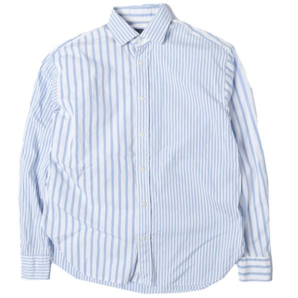 POLO RALPH LAUREN ポロ・ラルフローレン ストライプドコットン ハイ&ローシャツ 211829860001 00 BLUE 長袖 ポニー刺繡 クレイジーパターン マルチストライプ トップス g27719
