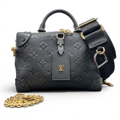 LOUIS VUITTON 美品 ルイヴィトン プティット マル スープル モノグラムアンプラント 3way ハンドバッグ ショルダーバッグ チェーンバッグ M45393 レザー RFID確認済 ブラック LV ABランク 中古 鑑定済 ヴィトンバッグ