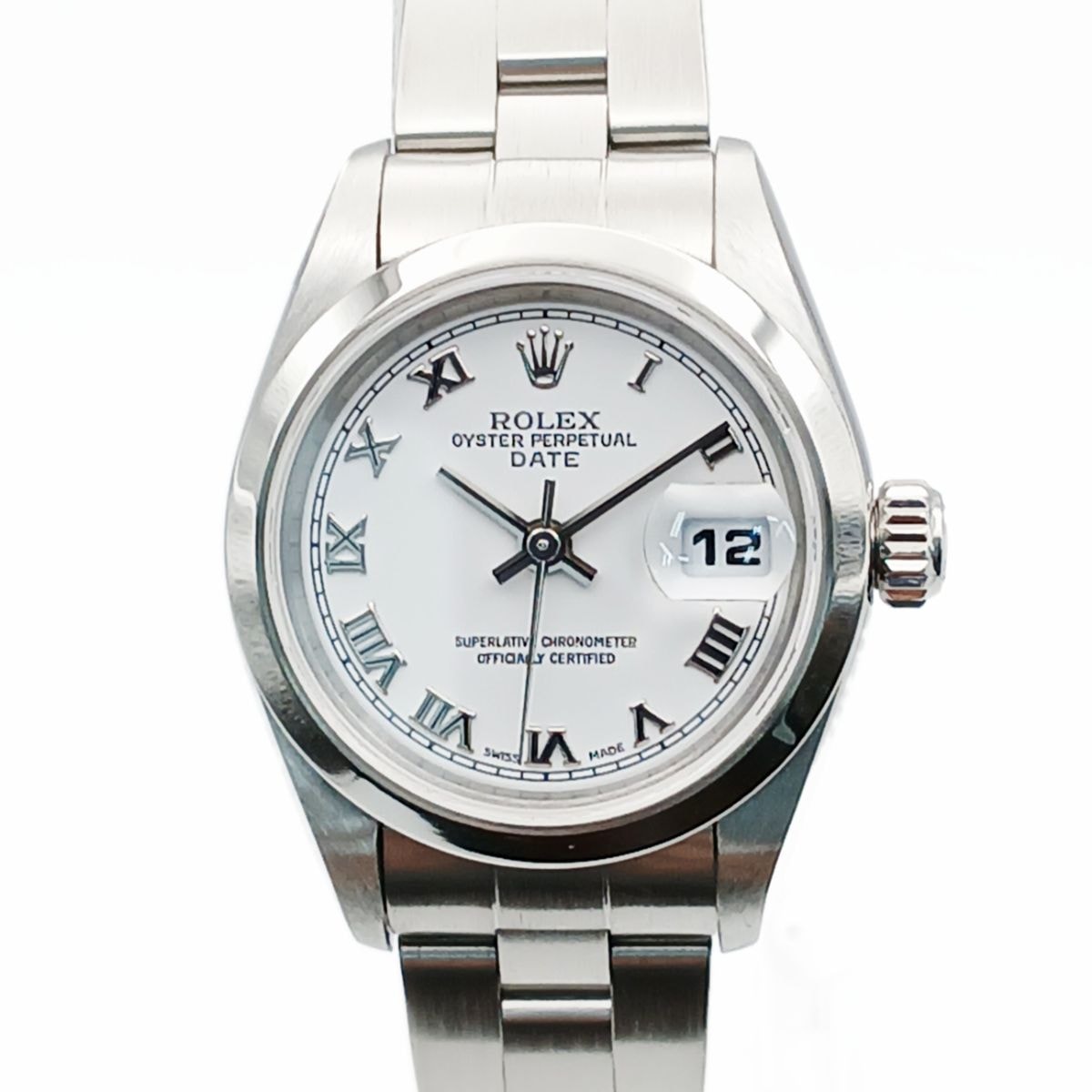 ROLEX ロレックス オイスターパーペチュアル デイト ローマ数字 Y番 26mm 自動巻き オイスターブレス 腕時計 79160 ステンレススチール ホワイト シルバー  レディース【中古】
